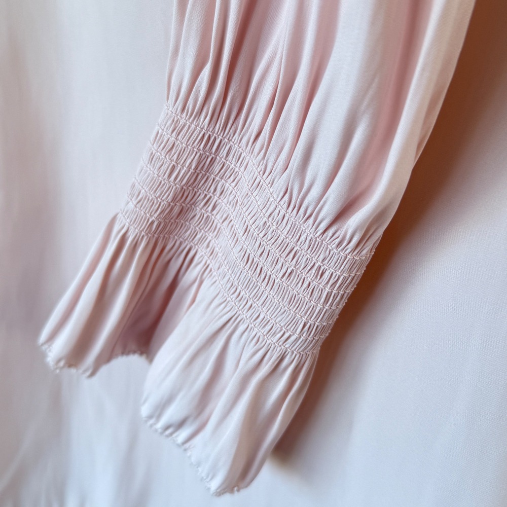 Philosophy Ruffled Neck Blouse Long Sleeve Blush Pink XS - Picture 7 of 10